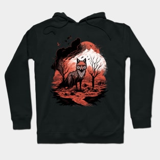 An Orange Fox in a Burning Forest Hoodie